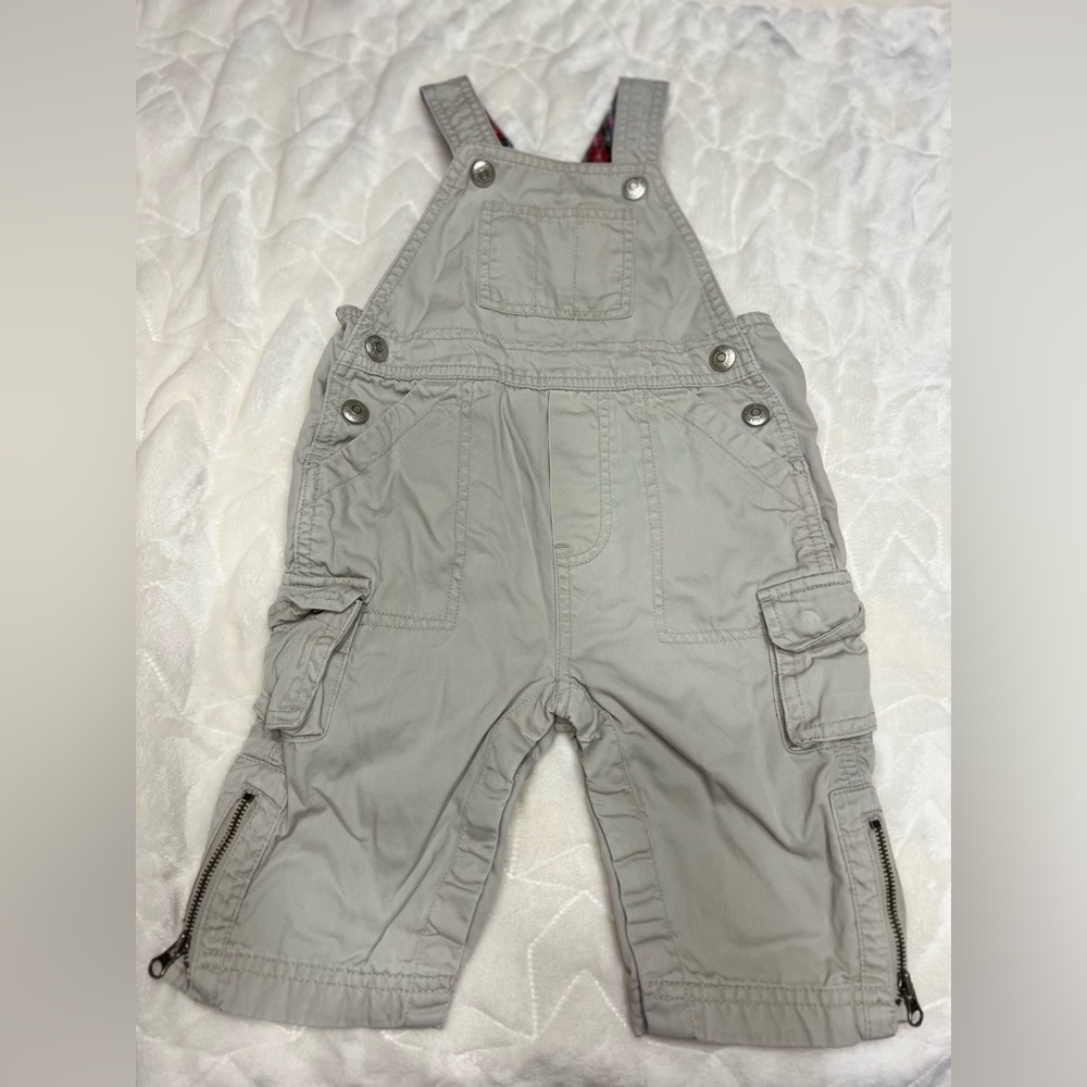 Gap Plaid Lined Cargo Overalls 6-12m